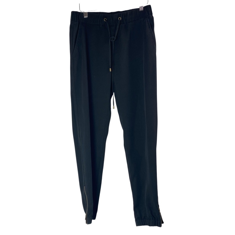 EILEEN FISHER Joggers Womens Tencel Ankle Zip Baggy  in Black Size XXS